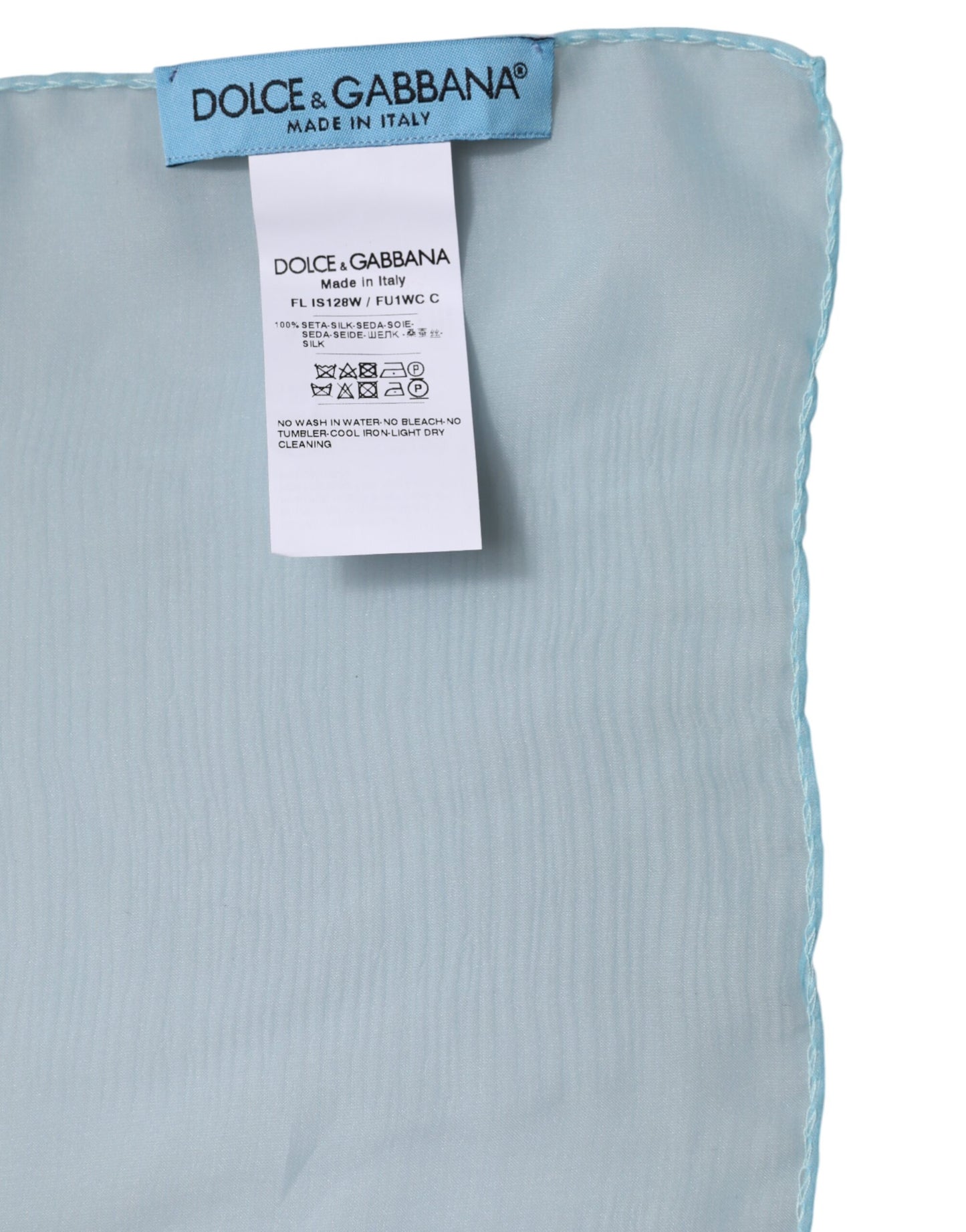 Bufanda chal rectangular de seda azul claro de Dolce &amp; Gabbana