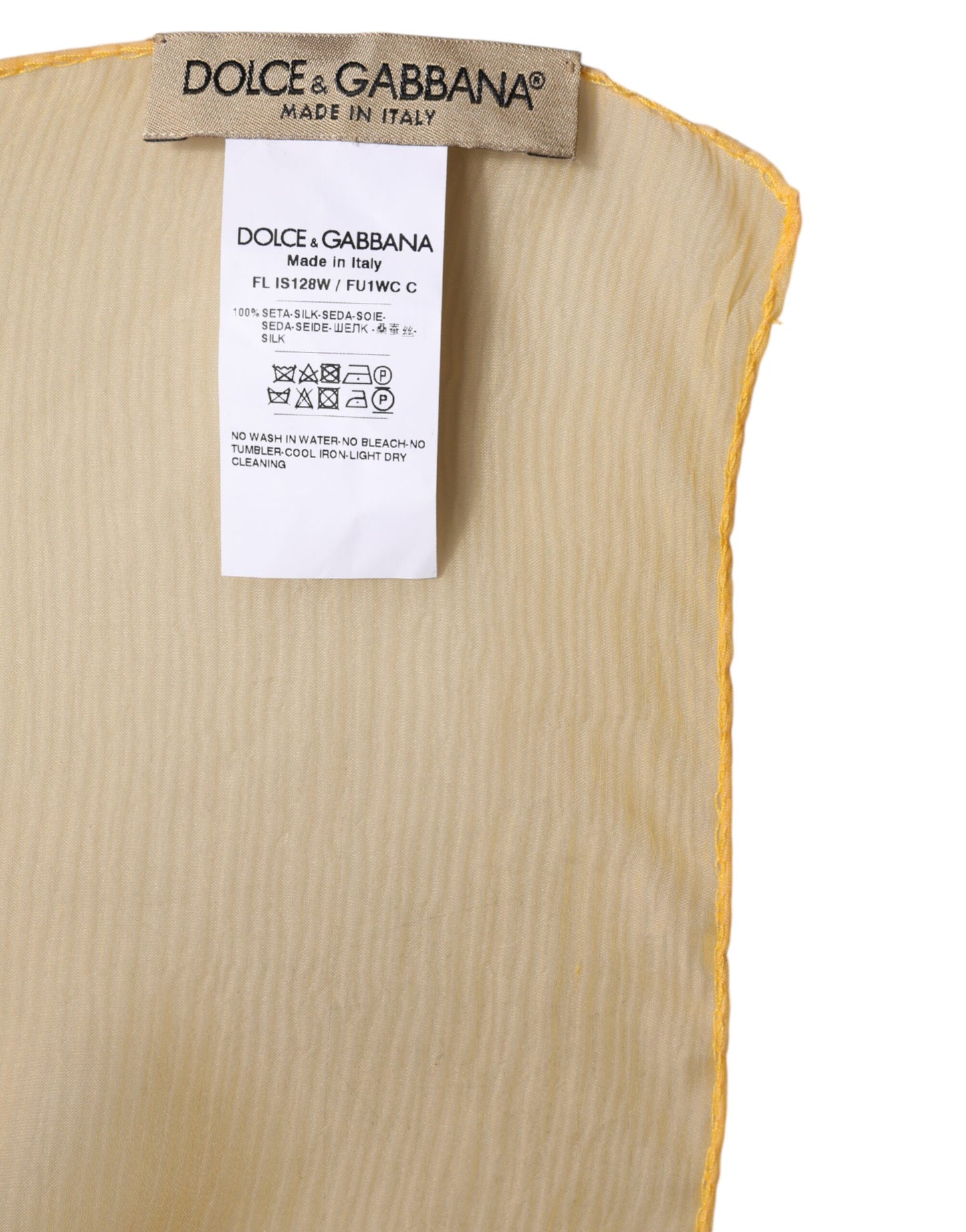 Bufanda chal rectangular de seda amarilla de Dolce &amp; Gabbana