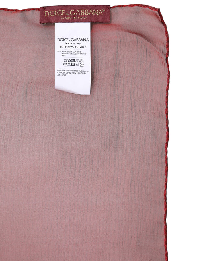 Dolce &amp; Gabbana Red Silk Rectangle Women Wrap Shawl Scarf