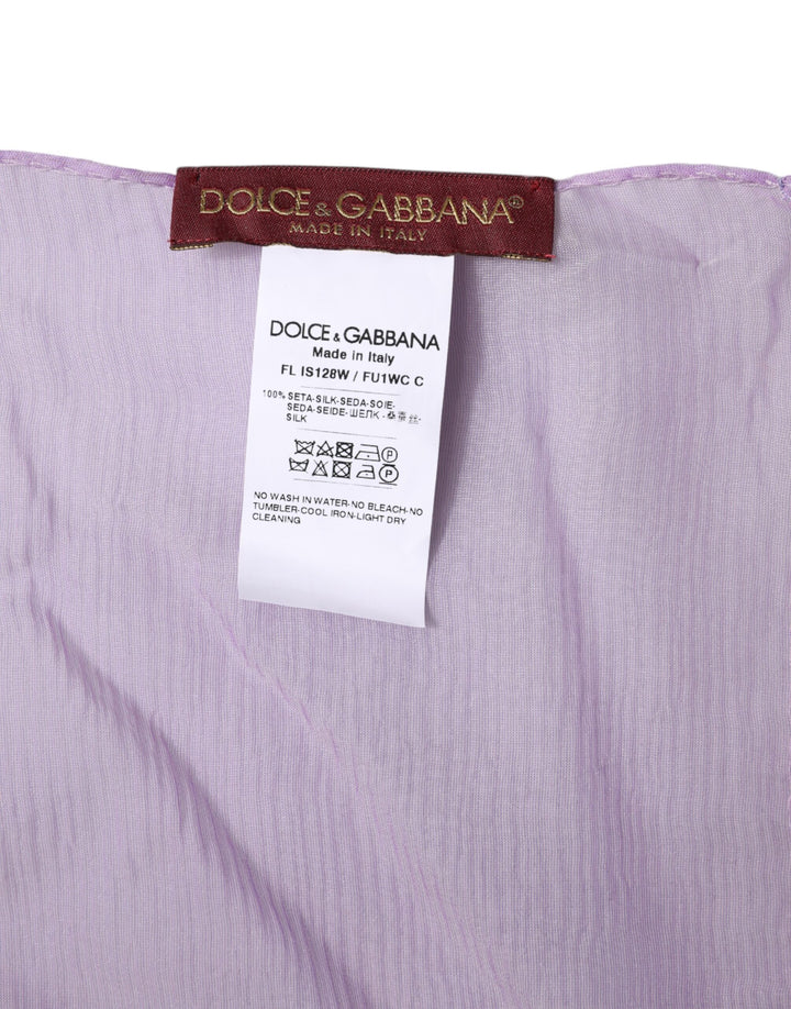 Dolce &amp; Gabbana Purple Silk Rectangle Wrap Shawl Scarf