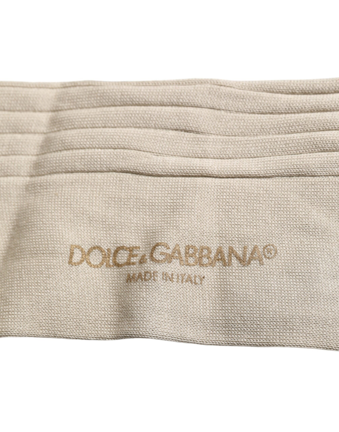 Dolce &amp; Gabbana Beige Cotton Stretch Logo Mid Calf Socks