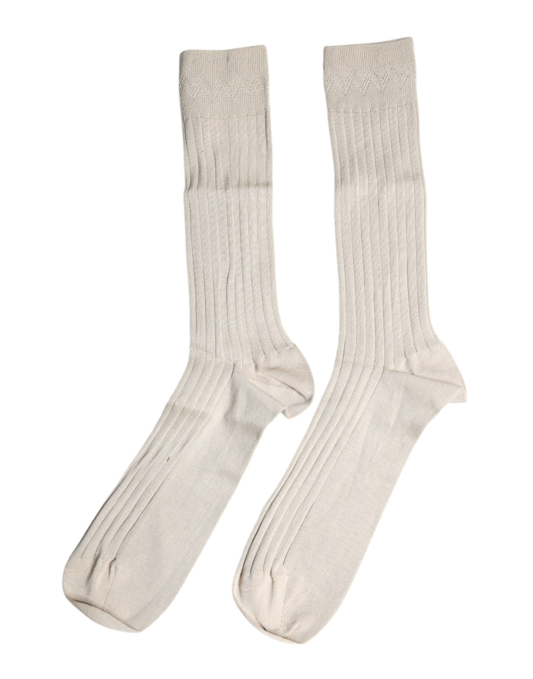 Dolce &amp; Gabbana Beige Cotton Stretch Logo Mid Calf Socks