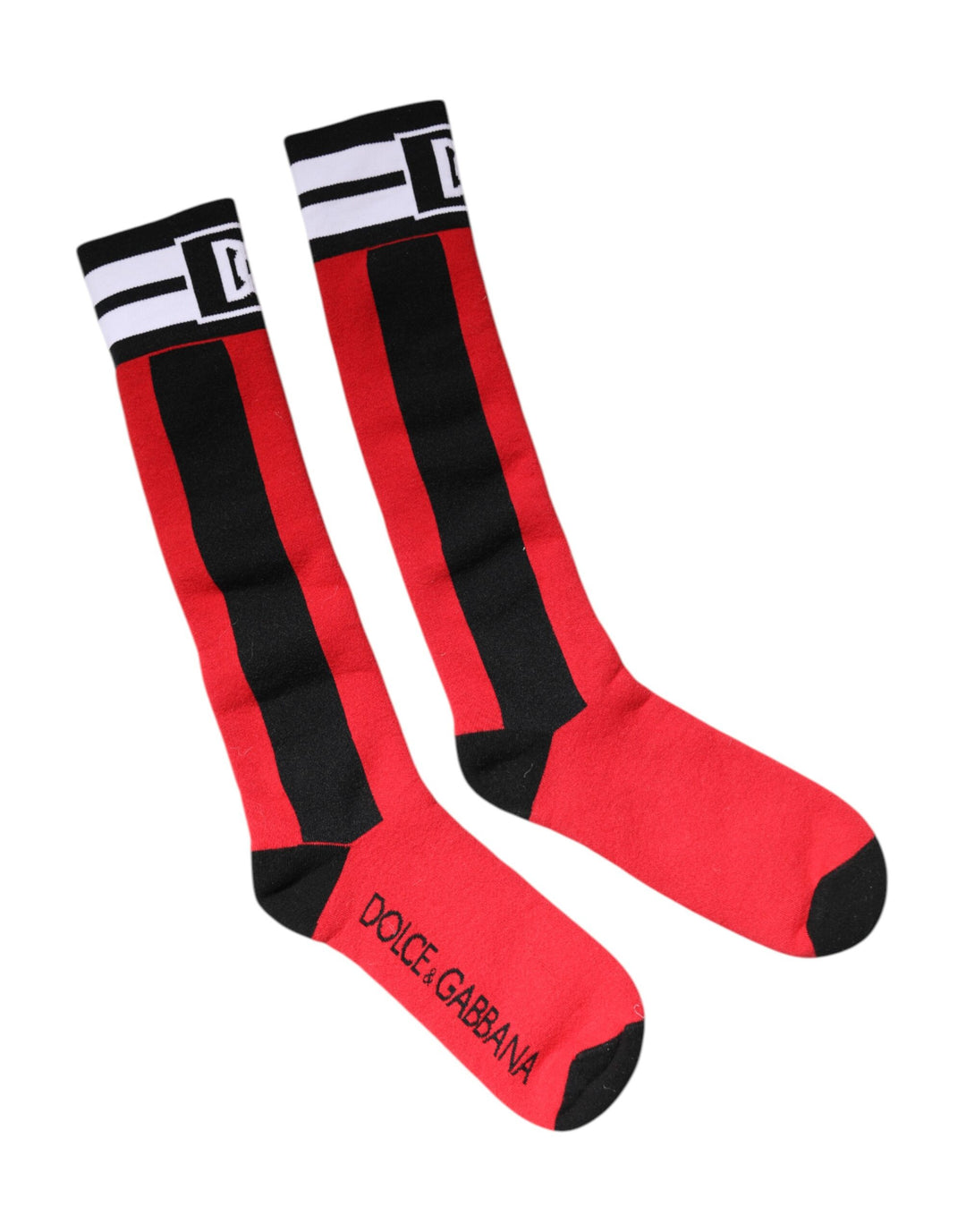 Dolce &amp; Gabbana Red Cotton Stretch Printed Socks