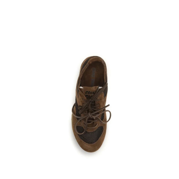 Miu Brown Calf Leather Bos Taurus Athletic Sneakers