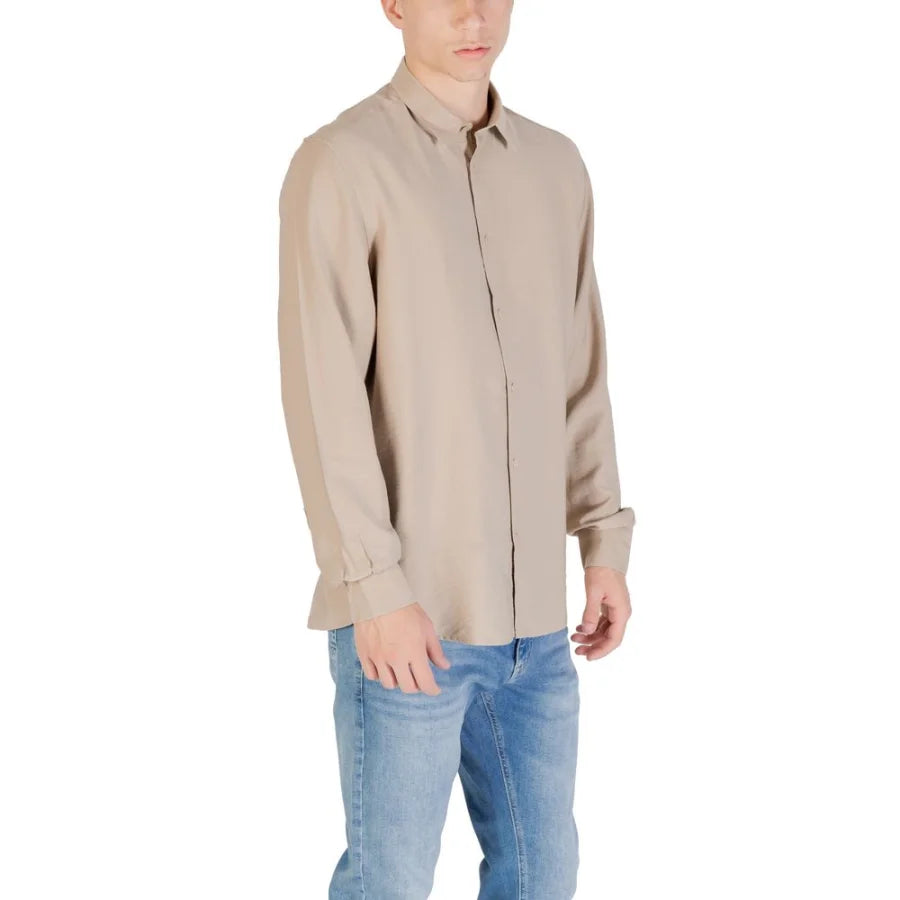 Antony Morato Beige Viscose Dress Shirt