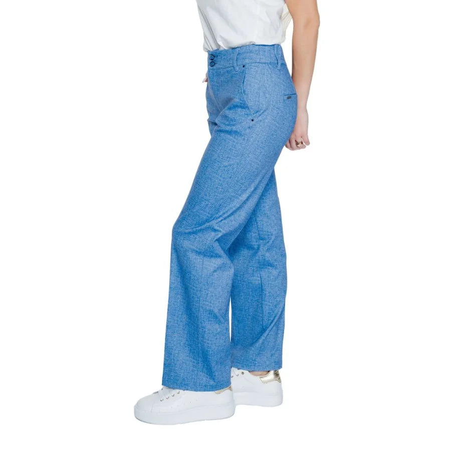 Street One Blue Polyester Casual Pants