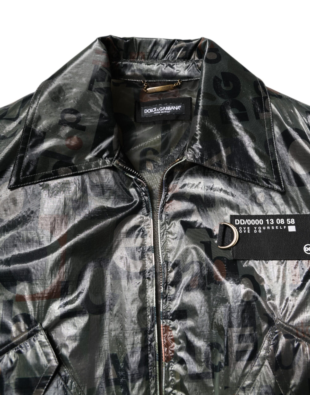 Dolce &amp; Gabbana Green DG Logo Print Bomber Full Zip Jacket