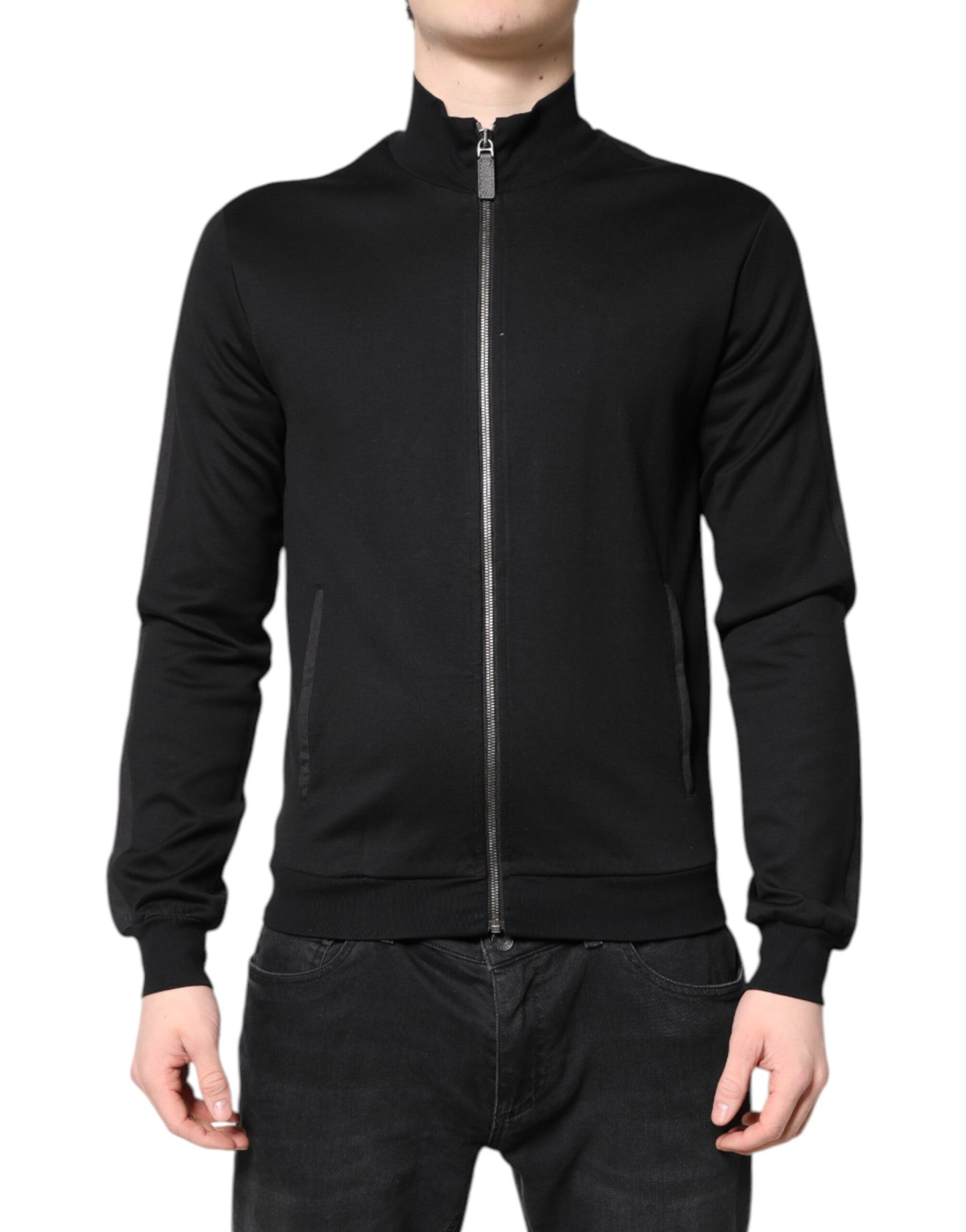 Chaqueta bomber Dolce &amp; Gabbana de algodón negro con cremallera completa y logotipo para hombre