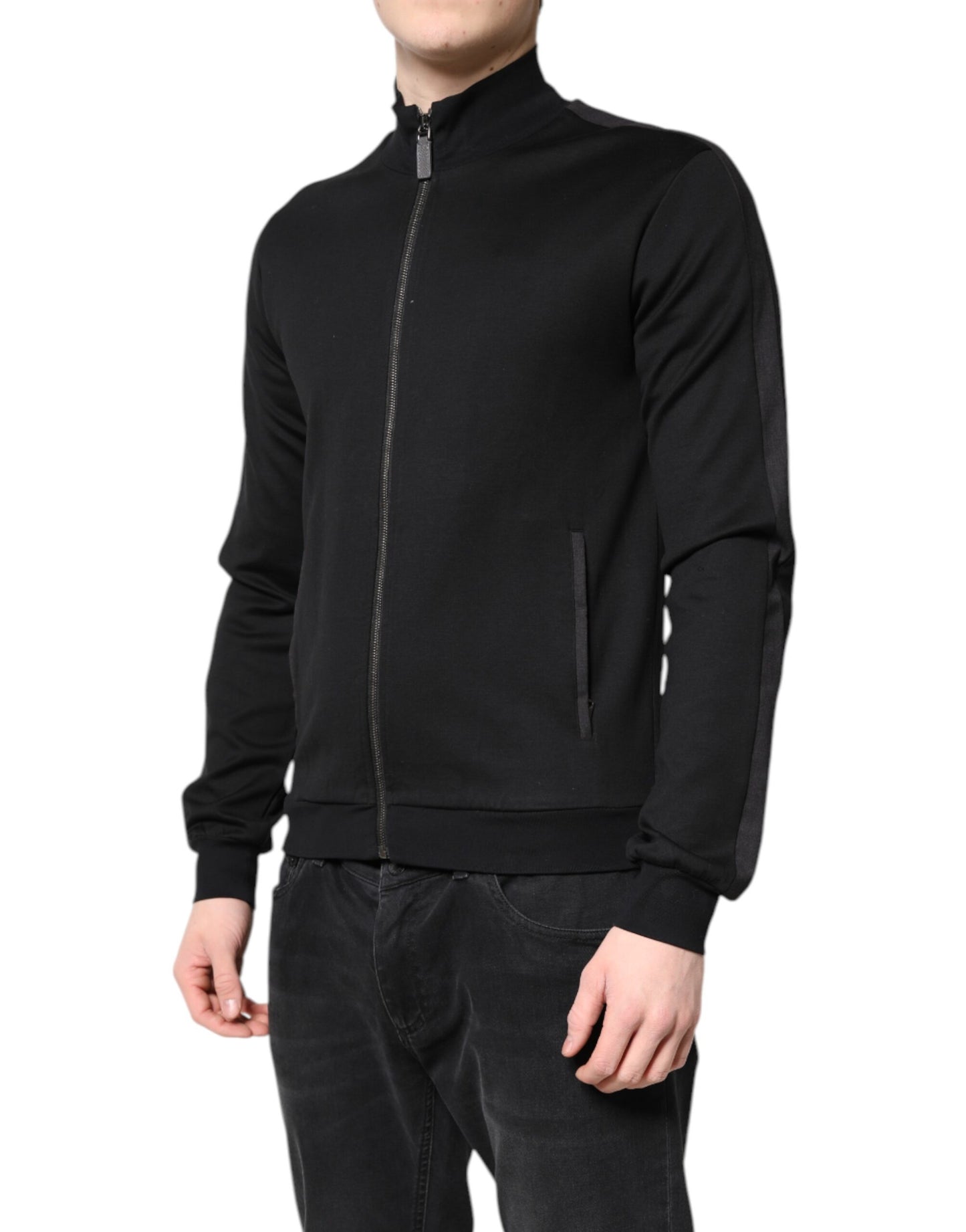 Chaqueta bomber Dolce &amp; Gabbana de algodón negro con cremallera completa y logotipo para hombre
