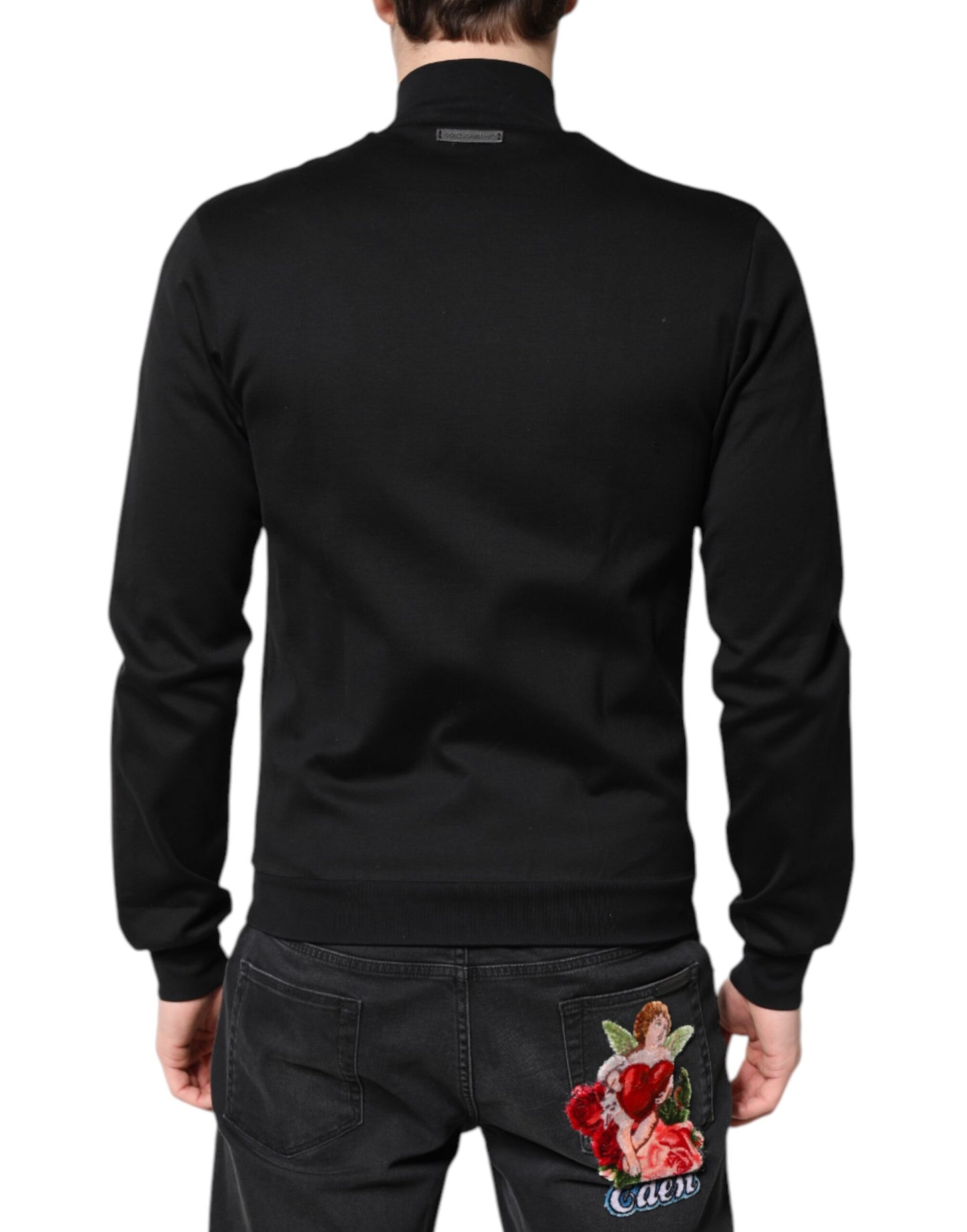 Chaqueta bomber Dolce &amp; Gabbana de algodón negro con cremallera completa y logotipo para hombre