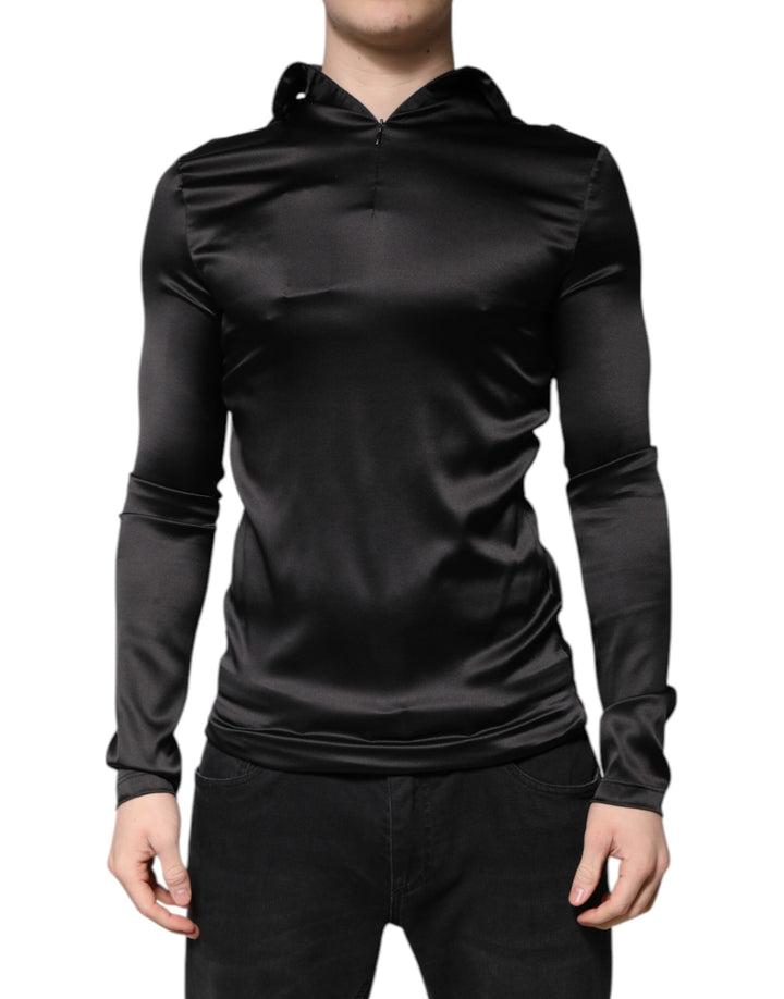 Dolce &amp; Gabbana Black Silk Turtleneck Men Pullover Sweater