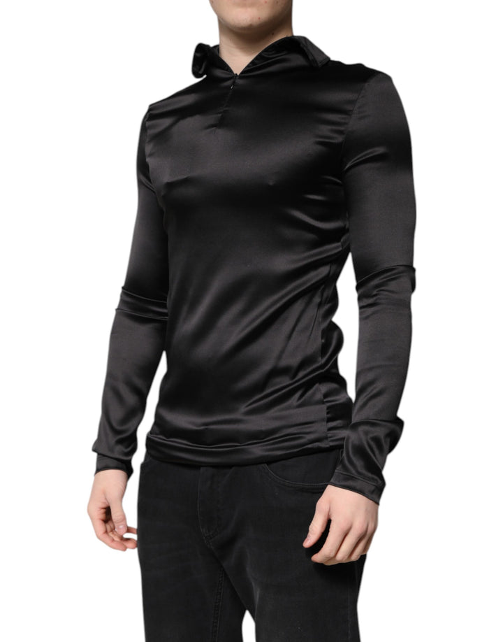 Dolce &amp; Gabbana Black Silk Turtleneck Men Pullover Sweater