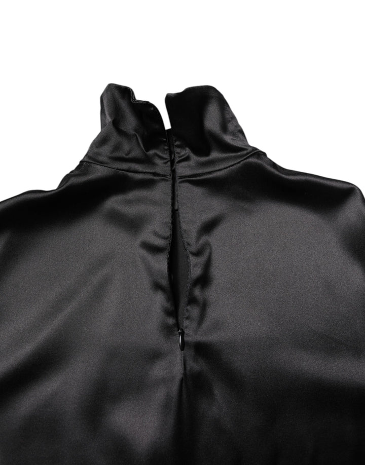 Dolce &amp; Gabbana Black Silk Turtleneck Men Pullover Sweater