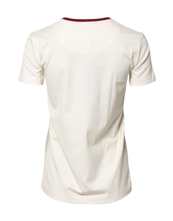 Dolce &amp; Gabbana White Cotton Print Short Sleeves Top T-shirt