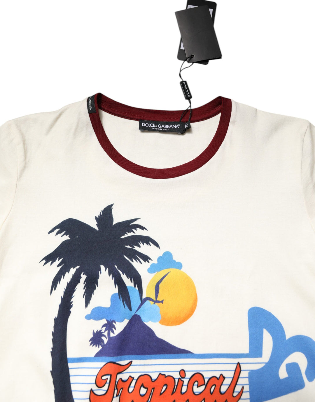 Dolce &amp; Gabbana White Cotton Print Short Sleeves Top T-shirt