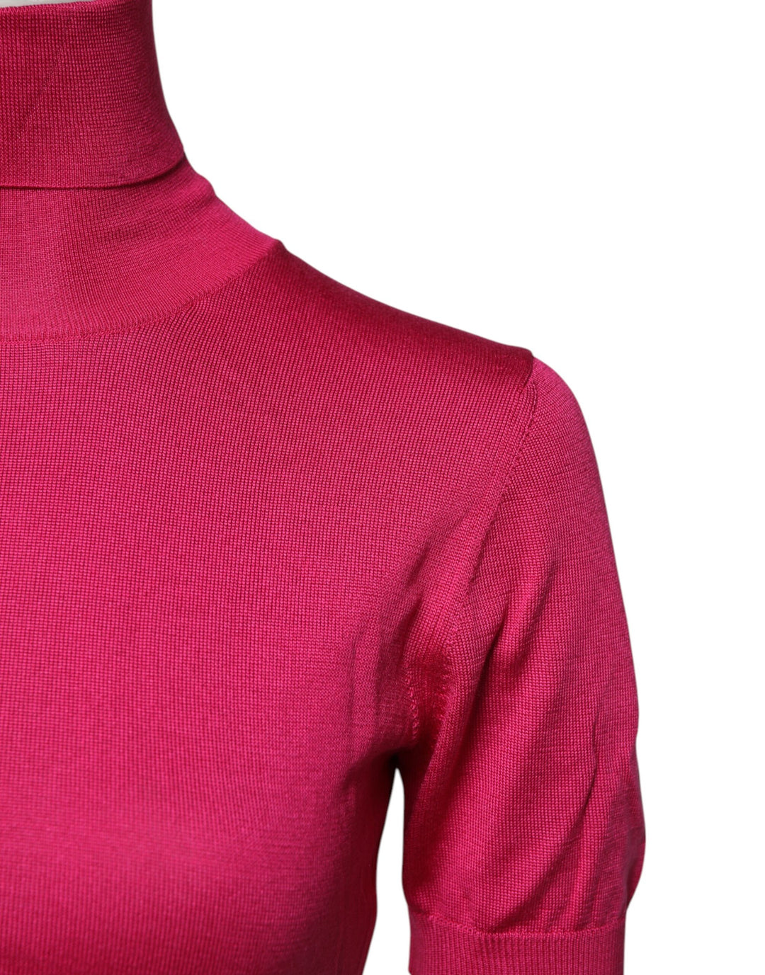 Dolce &amp; Gabbana Pink Silk Knitted Turtleneck Cropped Top