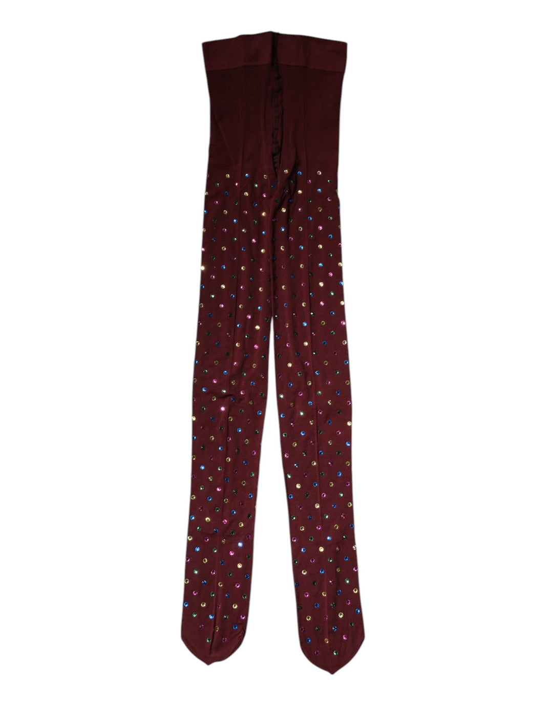 Dolce &amp; Gabbana Maroon Nylon Crystal Embellished Pantyhose Tights