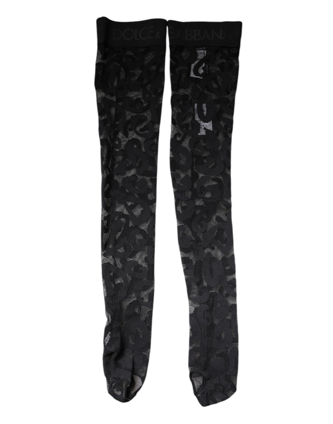 Dolce &amp; Gabbana Black Floral Lace Cotton Stretch Stockings Socks