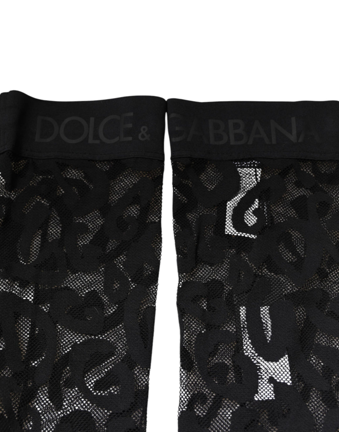 Dolce &amp; Gabbana Black Floral Lace Cotton Stretch Stockings Socks