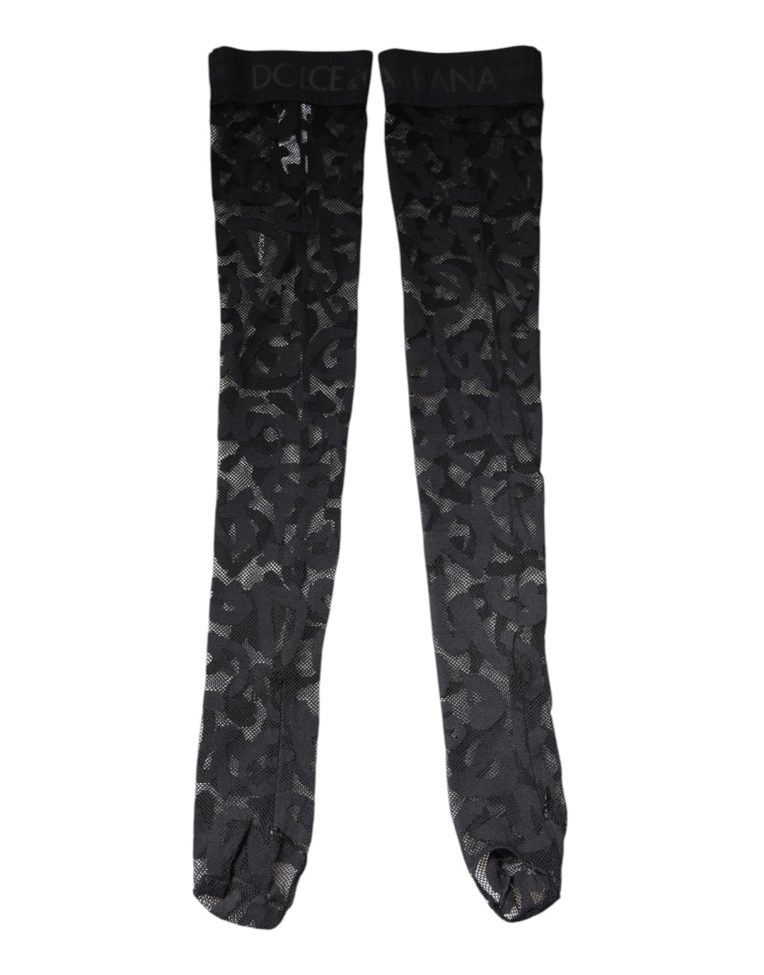 Dolce &amp; Gabbana Black Floral Lace Cotton Stretch Stockings Socks