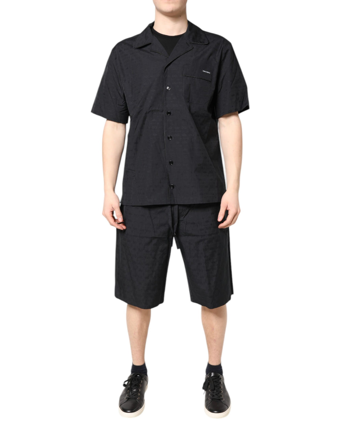 Dolce &amp; Gabbana Black Cotton Men Pajama Set Sleepwear