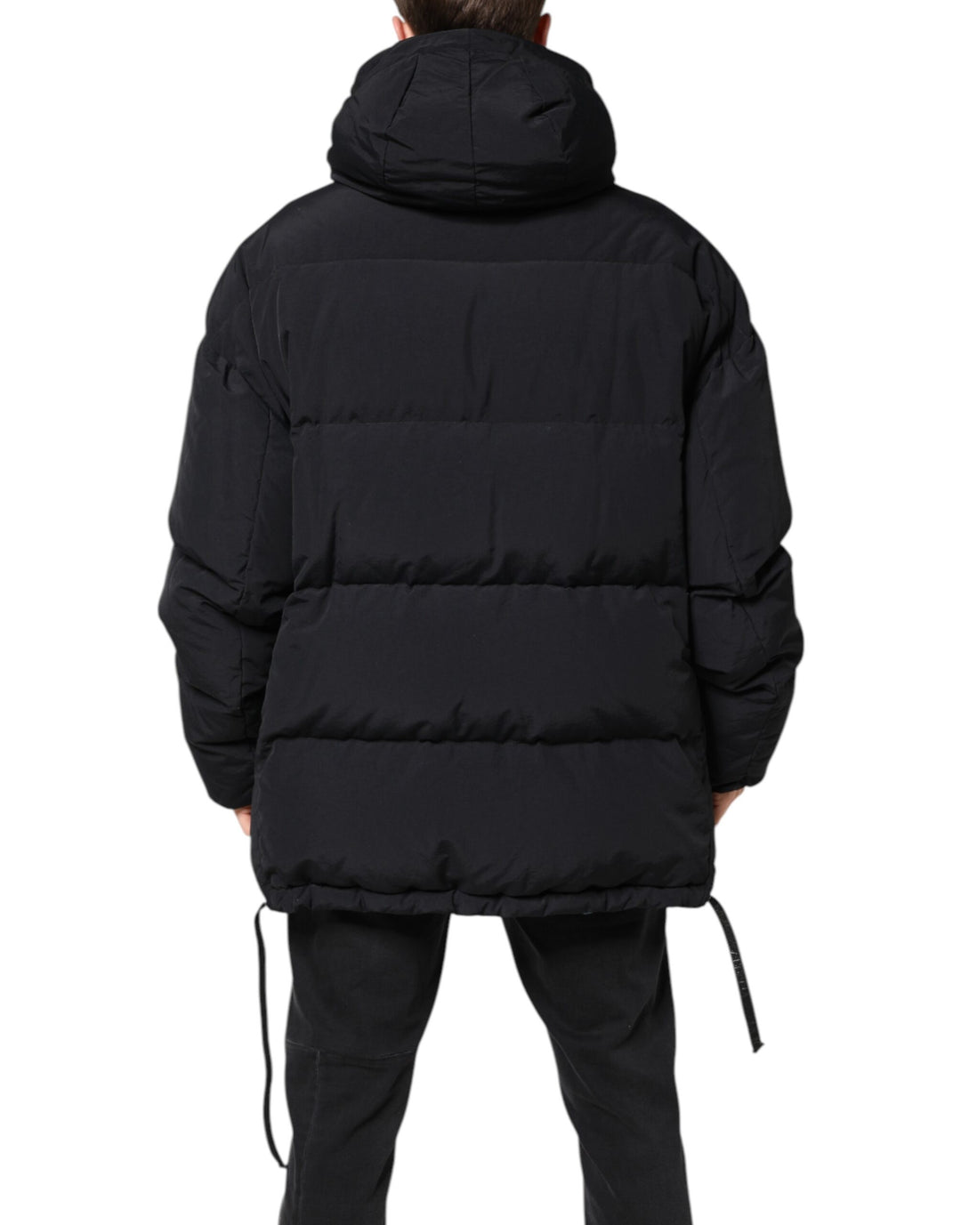 Dolce &amp; Gabbana Black Nylon Full Zip Hooded Parka Jacket