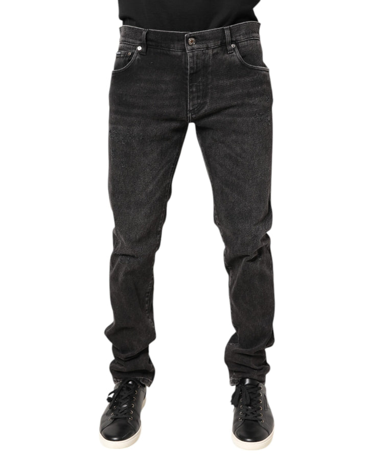 Dolce &amp; Gabbana Gray Washed Cotton Skinny Denim Jeans