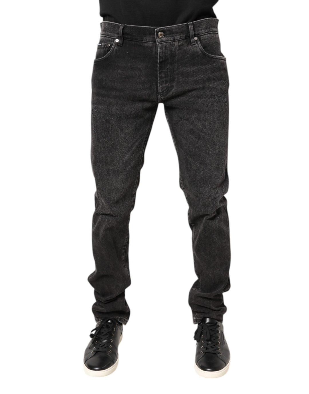 Dolce &amp; Gabbana Gray Washed Cotton Skinny Denim Jeans