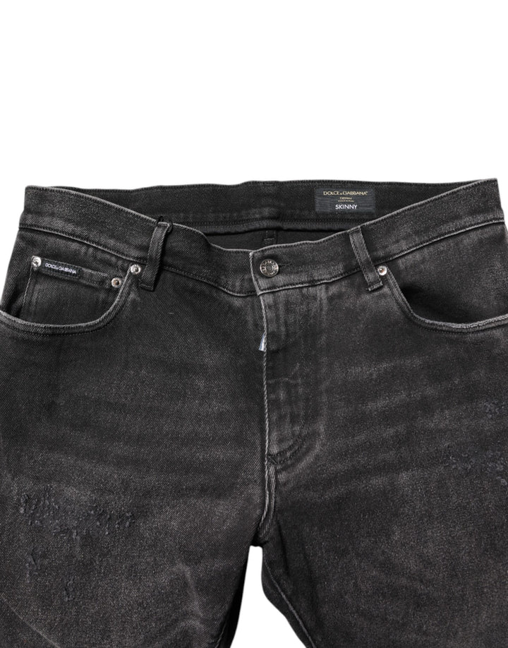 Dolce &amp; Gabbana Gray Washed Cotton Skinny Denim Jeans