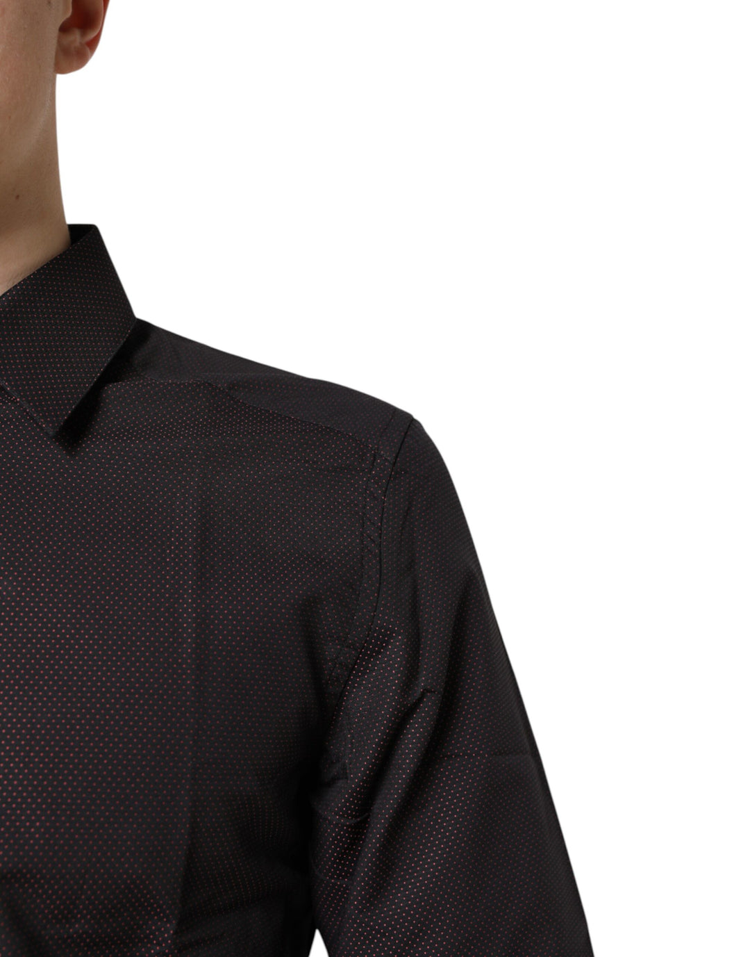 Dolce &amp; Gabbana Maroon Jacquard Cotton GOLD Men Dress Shirt