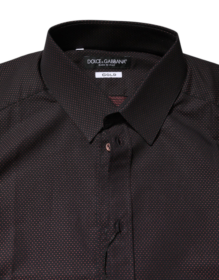 Dolce &amp; Gabbana Maroon Jacquard Cotton GOLD Men Dress Shirt