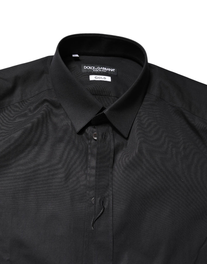 Dolce &amp; Gabbana Black GOLD Cotton Long Sleeves Dress Shirt