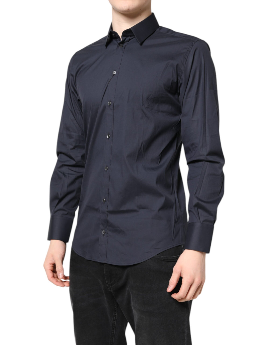 Dolce &amp; Gabbana Dark Blue MARTINI Cotton Dress Formal Shirt