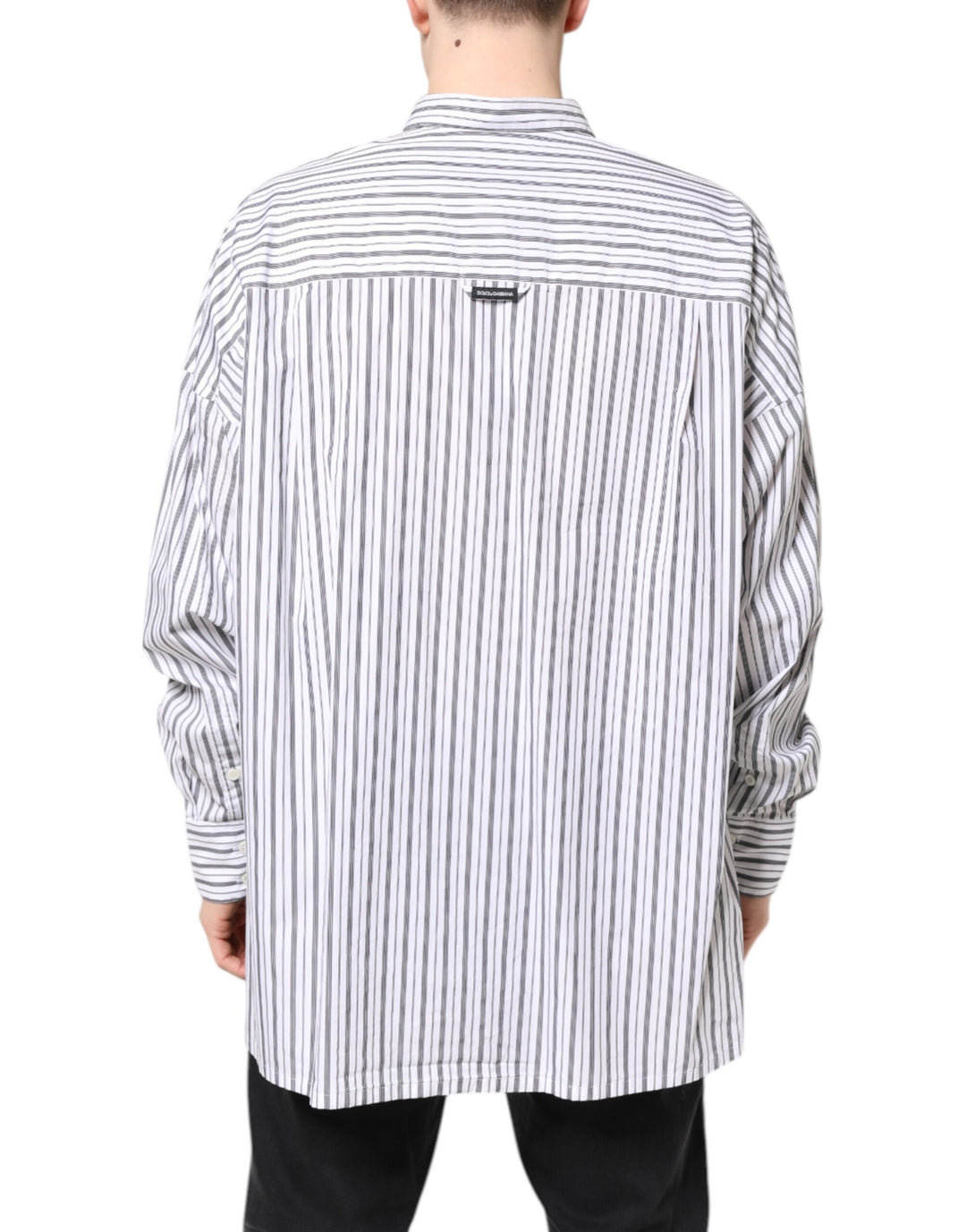 Dolce &amp; Gabbana White Black Stripe Button Down Casual Shirt