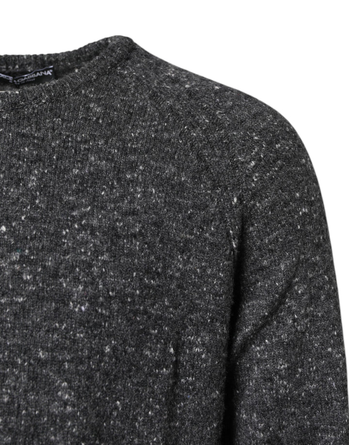 Dolce &amp; Gabbana Gray Wool Knitted Round Neck Pullover Sweater