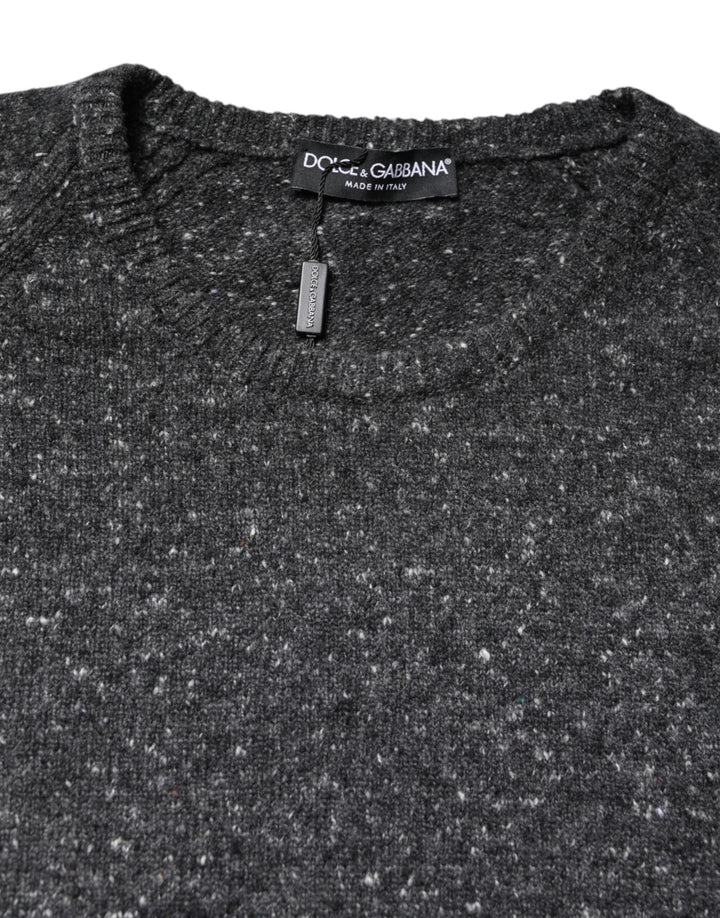 Dolce &amp; Gabbana Gray Wool Knitted Round Neck Pullover Sweater