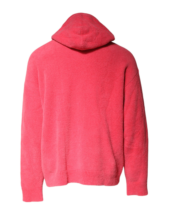 Dolce &amp; Gabbana Red Cotton Knit Hooded Men Pullover Sweater