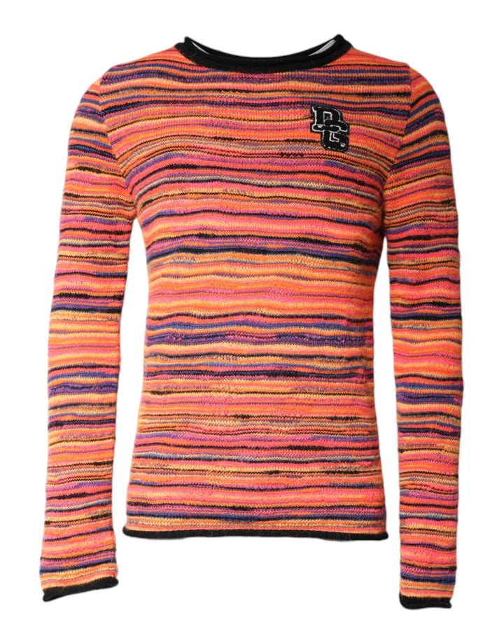 Dolce &amp; Gabbana Multicolor Wool DGLogo Knit Pullover Sweater