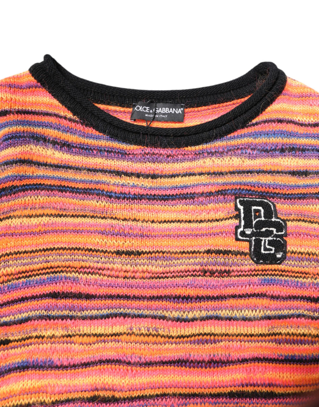 Dolce &amp; Gabbana Multicolor Wool DGLogo Knit Pullover Sweater