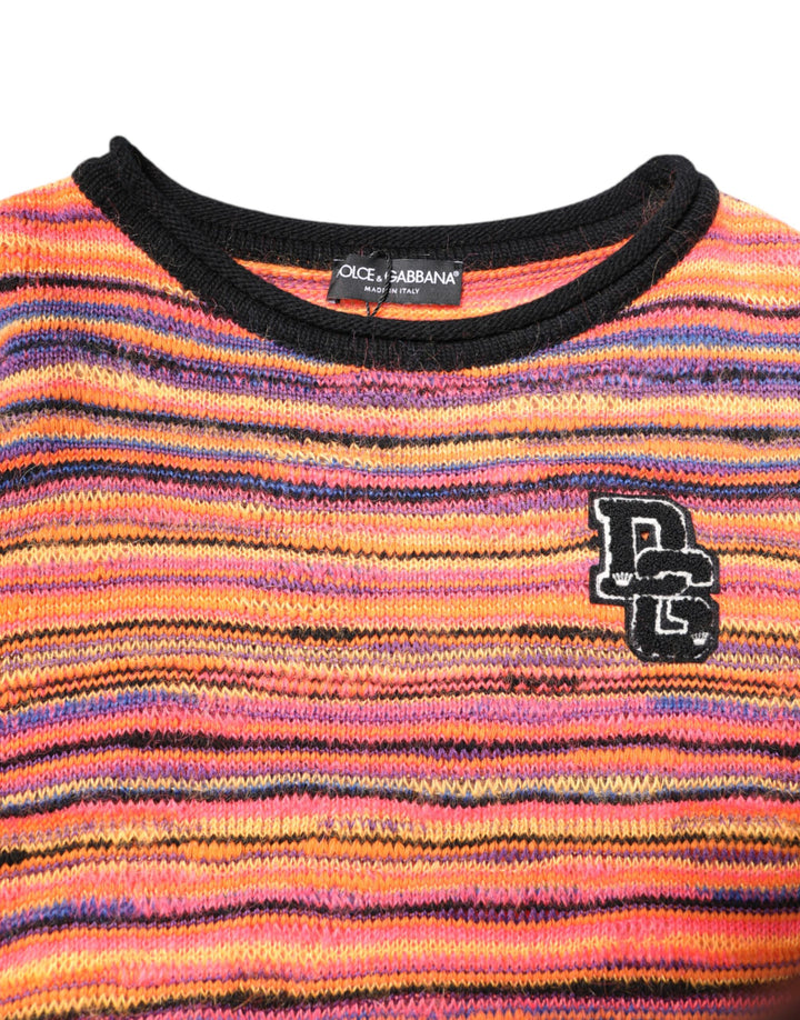 Dolce &amp; Gabbana Multicolor Wool DGLogo Knit Pullover Sweater