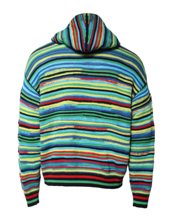 Dolce &amp; Gabbana Multicolor Cotton Hooded Pullover Sweater