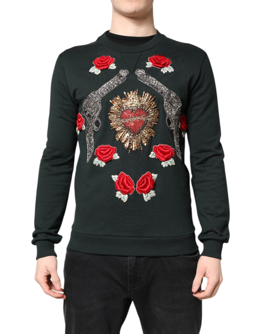 Dolce &amp; Gabbana Black Sequined Embellished Pullover Sweater