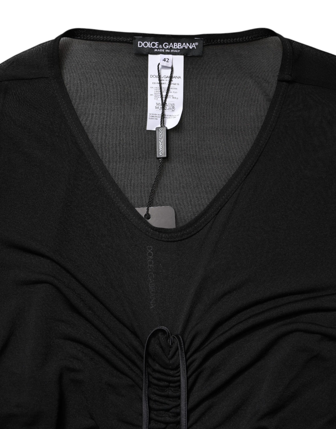 Dolce &amp; Gabbana Black Mesh Trim Bodycon Long Sheath Dress