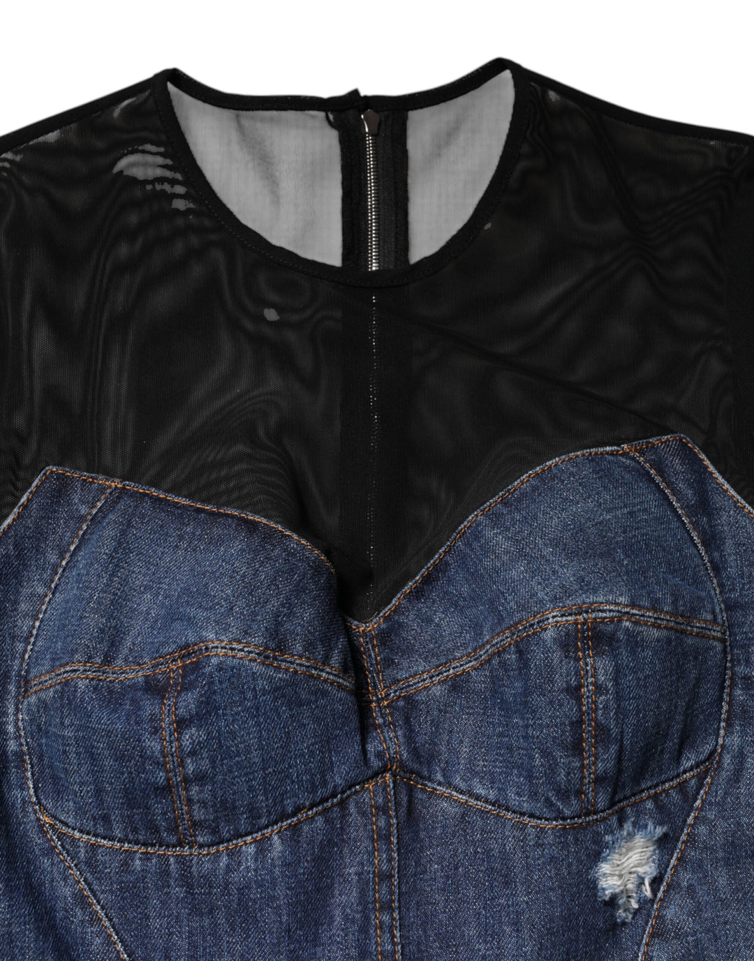 Dolce &amp; Gabbana Black Blue Long Sleeves Denim Mini Dress