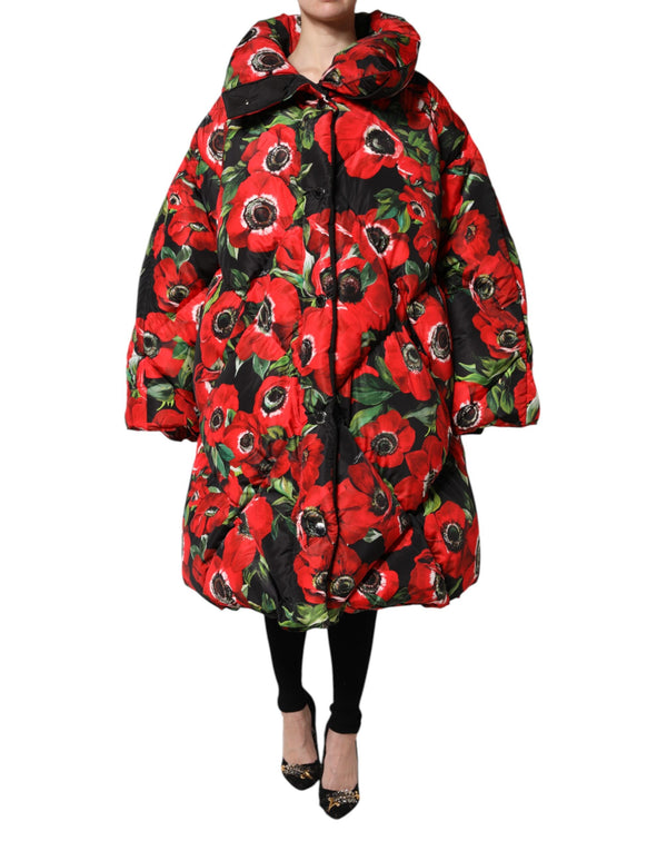 Dolce & Gabbana Puffer Jackets - Multicolor Floral Full Zip Padded Jacket