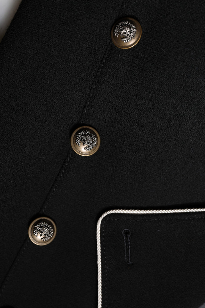 Dolce &amp; Gabbana Black Wool Double Breasted Blazer Jacket