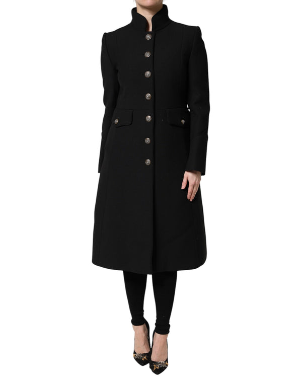 Dolce & Gabbana Trench Coats - Black Wool Single Breasted Coat Jacket
