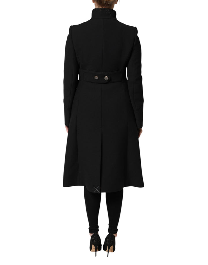 Dolce &amp; Gabbana Black Wool Single Breasted Trench Coat Jacket