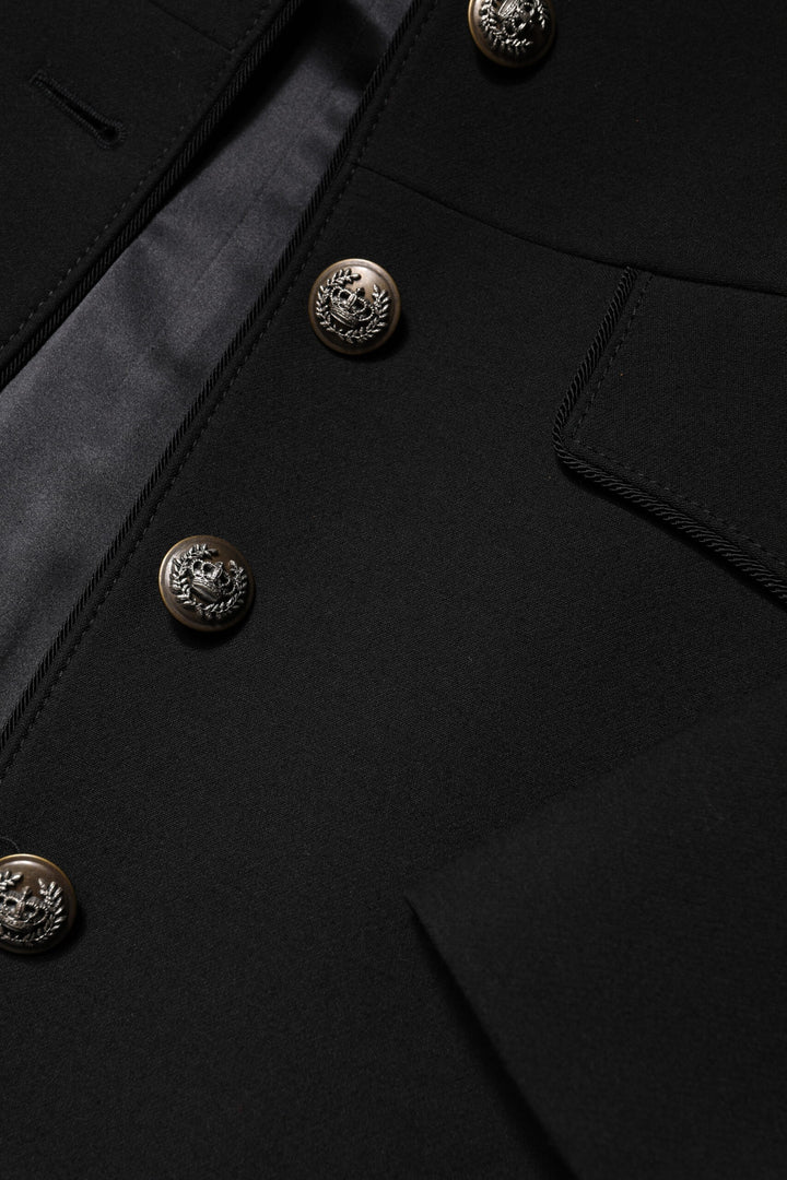 Dolce &amp; Gabbana Black Wool Single Breasted Trench Coat Jacket