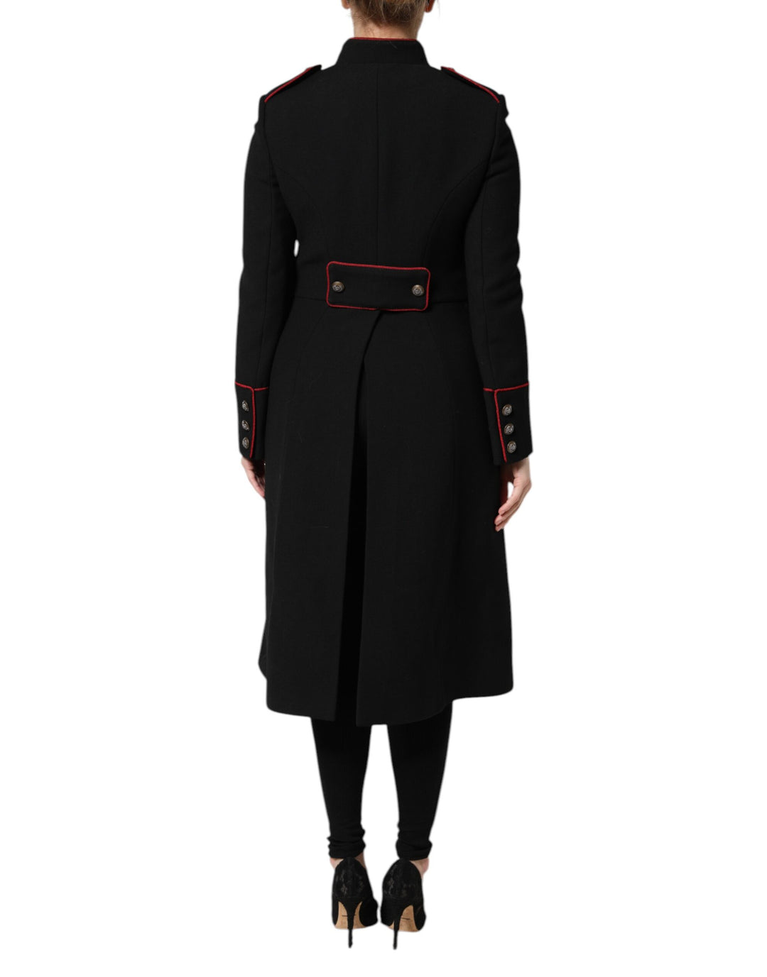Dolce &amp; Gabbana Black Wool Single Breasted Trench Coat Jacket